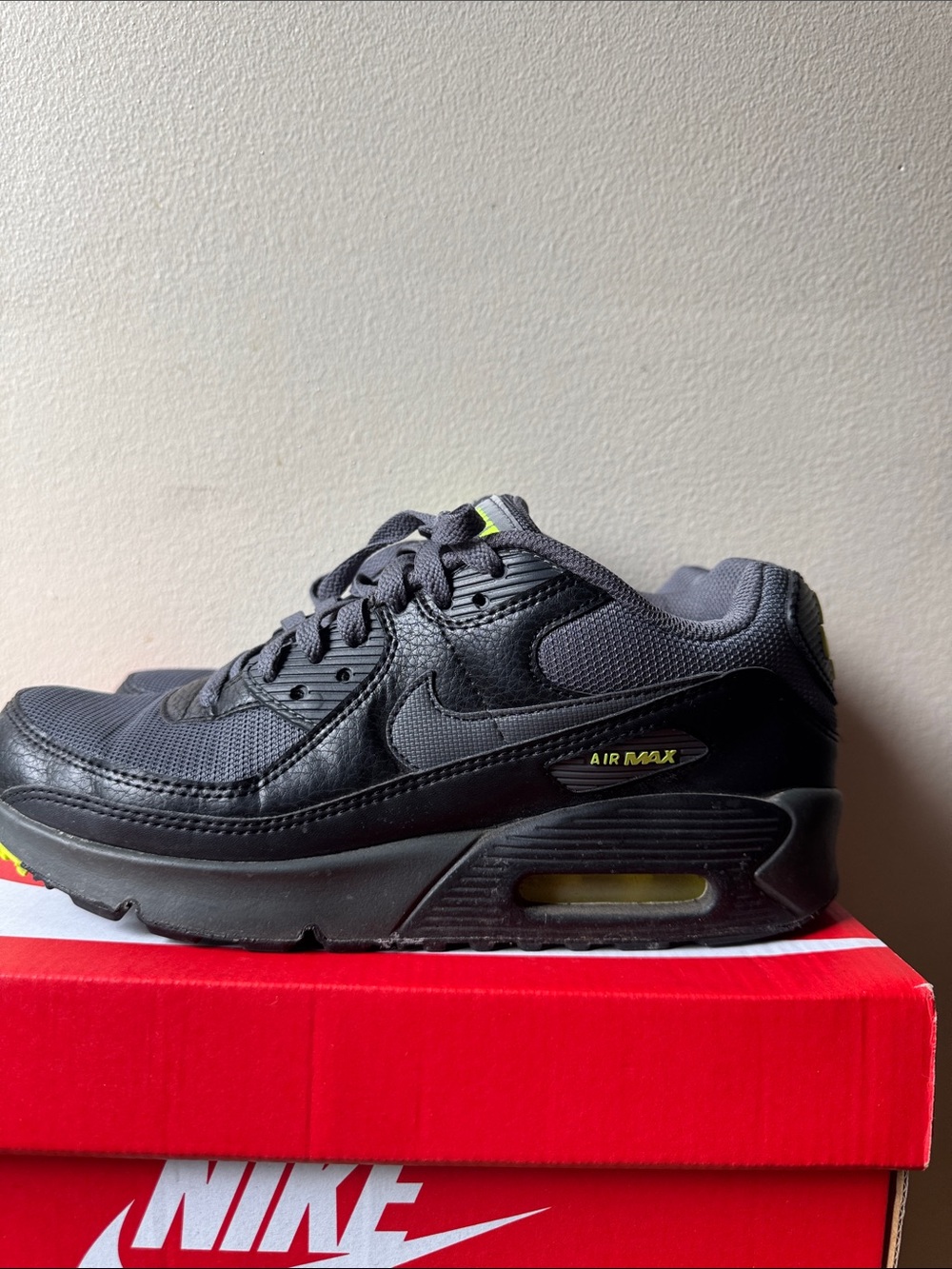 Nike Grey Athletic Sneakers with Neon Yellow Accents
